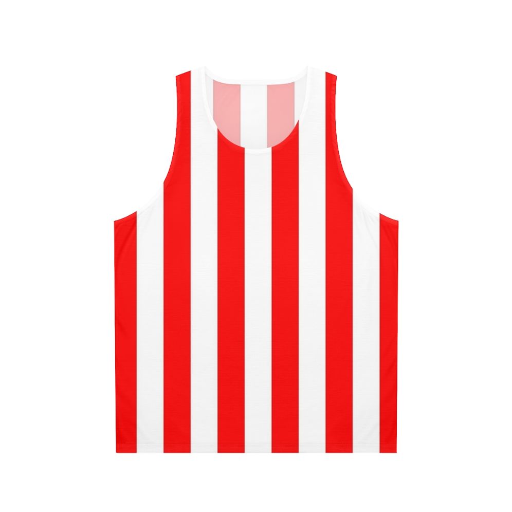 Red and white vertical stripes unisex tank top