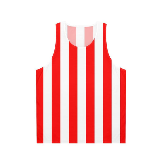 Red and white vertical stripes unisex tank top