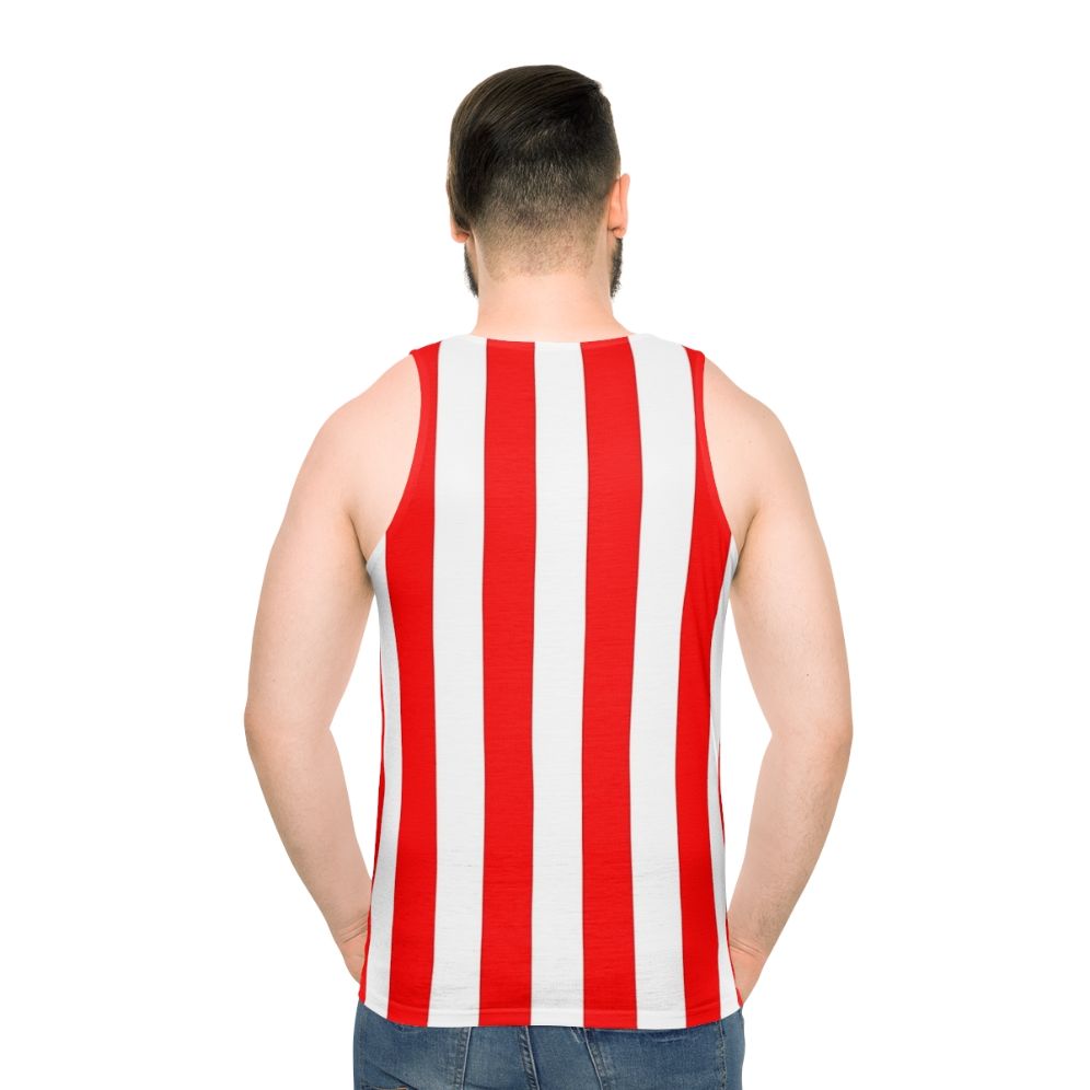 Red and white vertical stripes unisex tank top