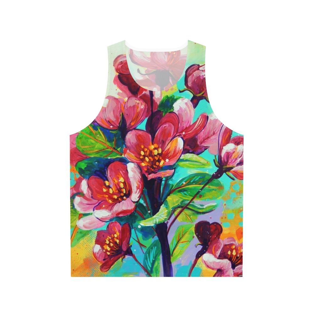 Red apple blossom unisex tank top