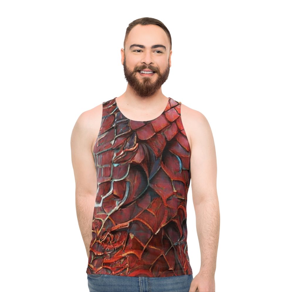Red dragon scales unisex tank top
