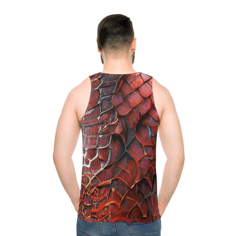 Red dragon scales unisex tank top