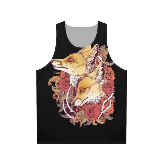 Red fox floral unisex tank top