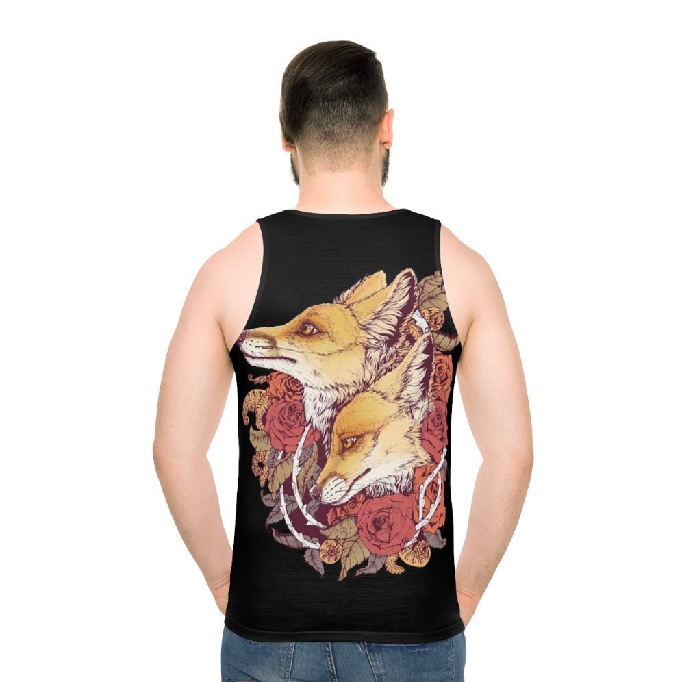Red fox floral unisex tank top