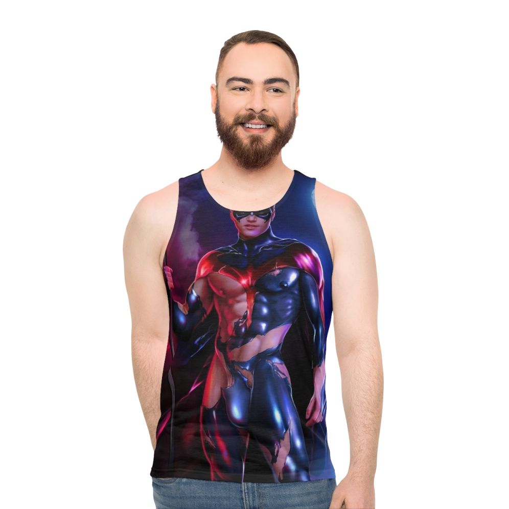 Red hot unisex superhero-inspired fitness tank top