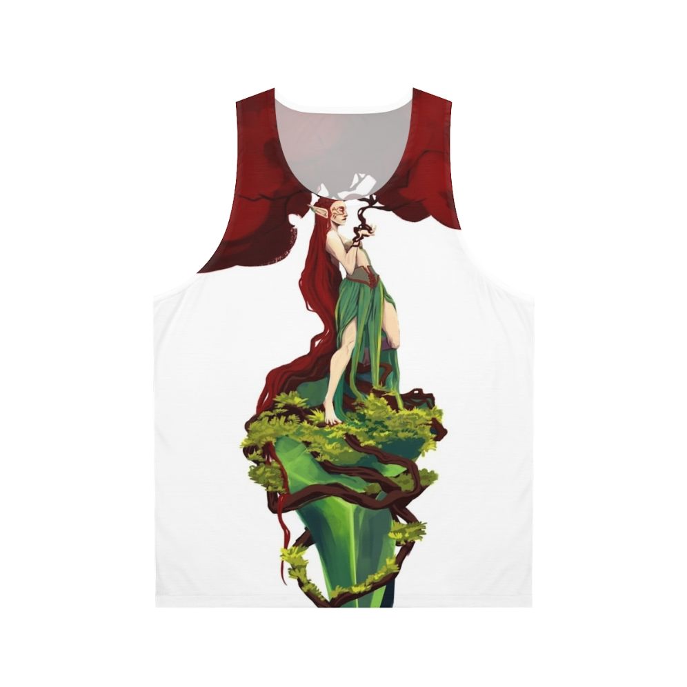 Red tree graphic on unisex tank top