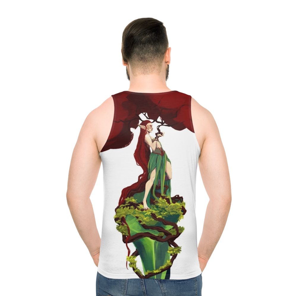 Red tree graphic on unisex tank top