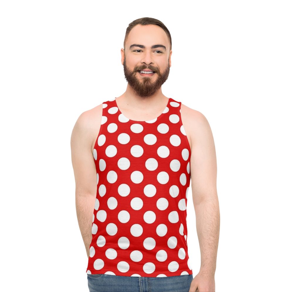 Red white polka dot unisex tank top