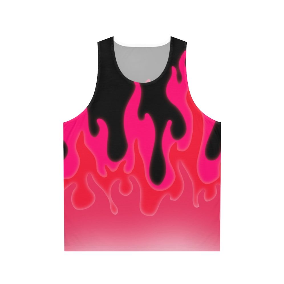 Reddish pink flame unisex tank top