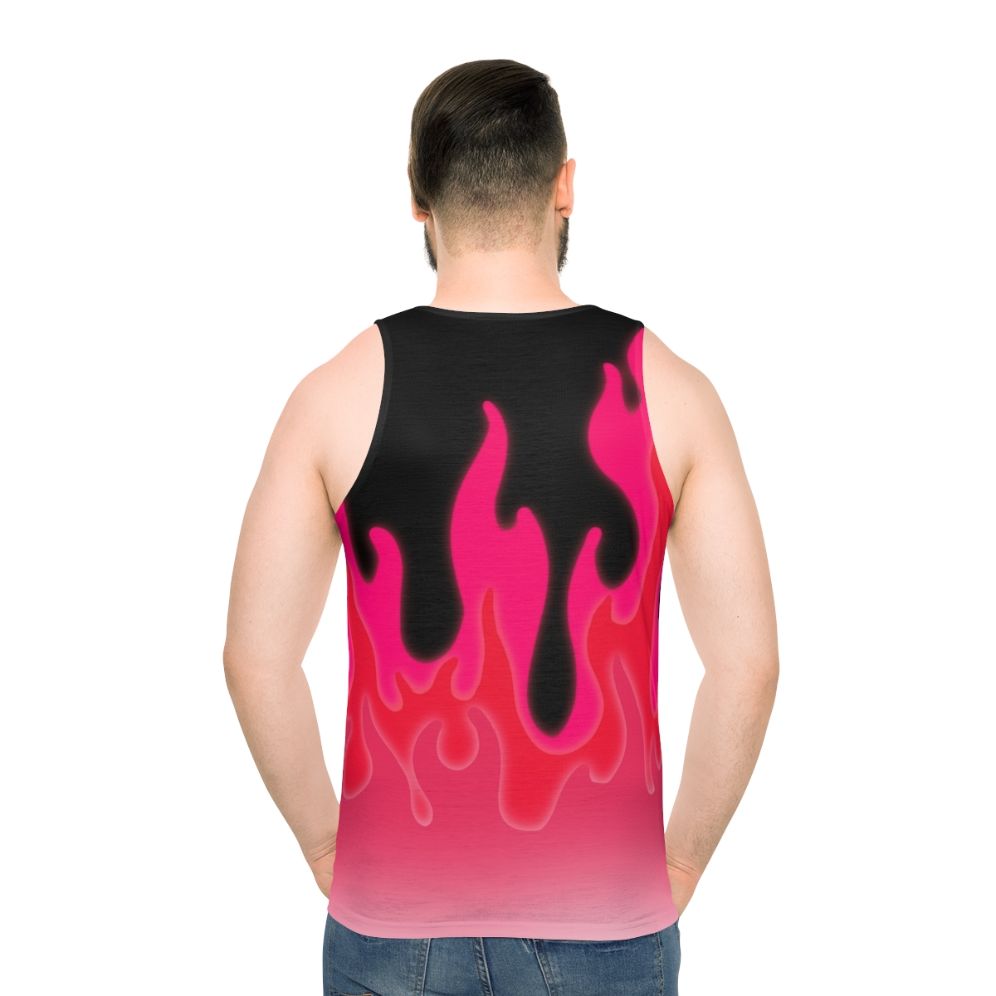 Reddish pink flame unisex tank top