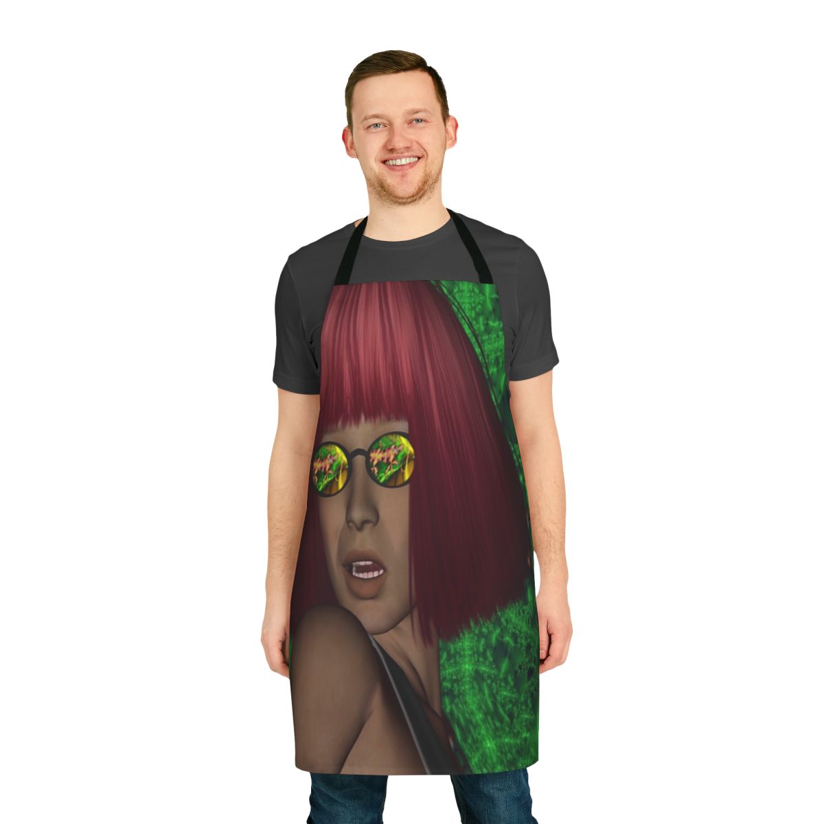 Reflective artistic apron in various colors and patterns