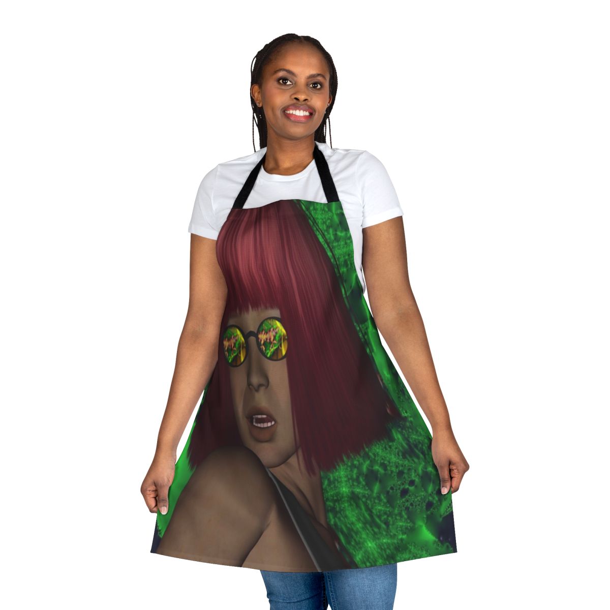 Reflective artistic apron in various colors and patterns