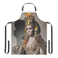 Regal Cleopatra-inspired apron with turquoise and gold details, reminiscent of Elizabeth Taylor's iconic movie costume