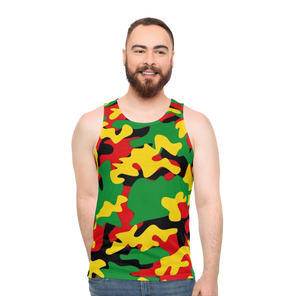 Reggae camo print unisex tank top
