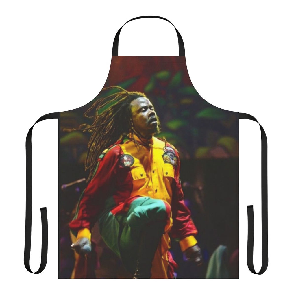 Luciano-inspired reggae apron featuring a rasta lion design