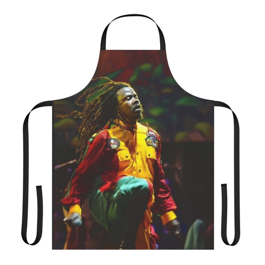 Luciano-inspired reggae apron featuring a rasta lion design