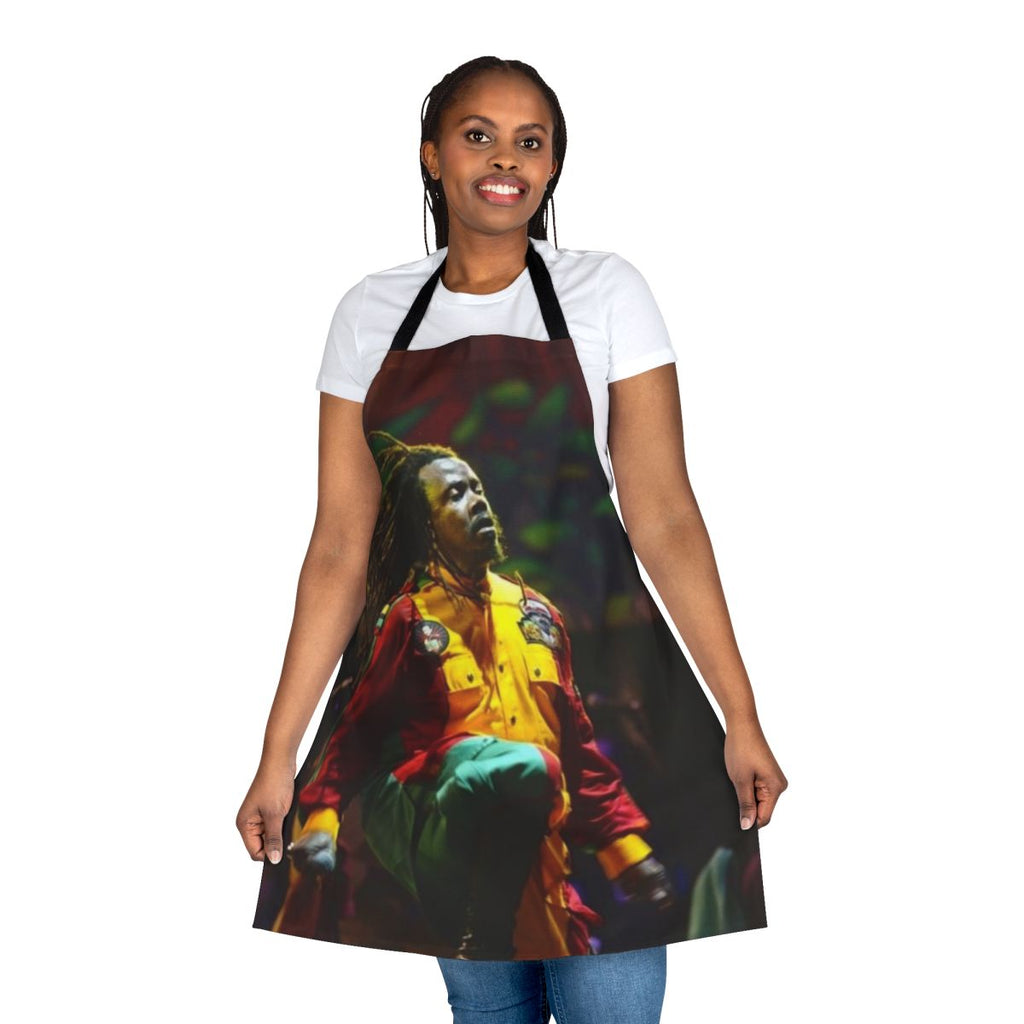 Luciano-inspired reggae apron featuring a rasta lion design