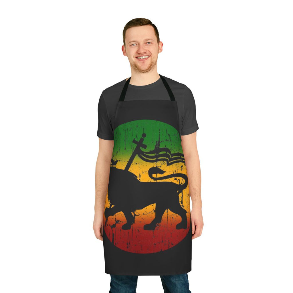 Apron featuring a vibrant lion of Judah reggae music design
