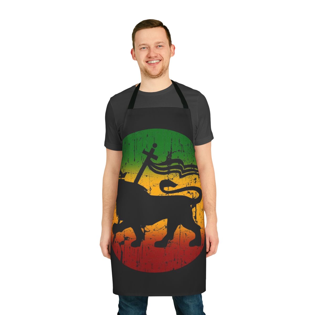 Apron featuring a vibrant lion of Judah reggae music design