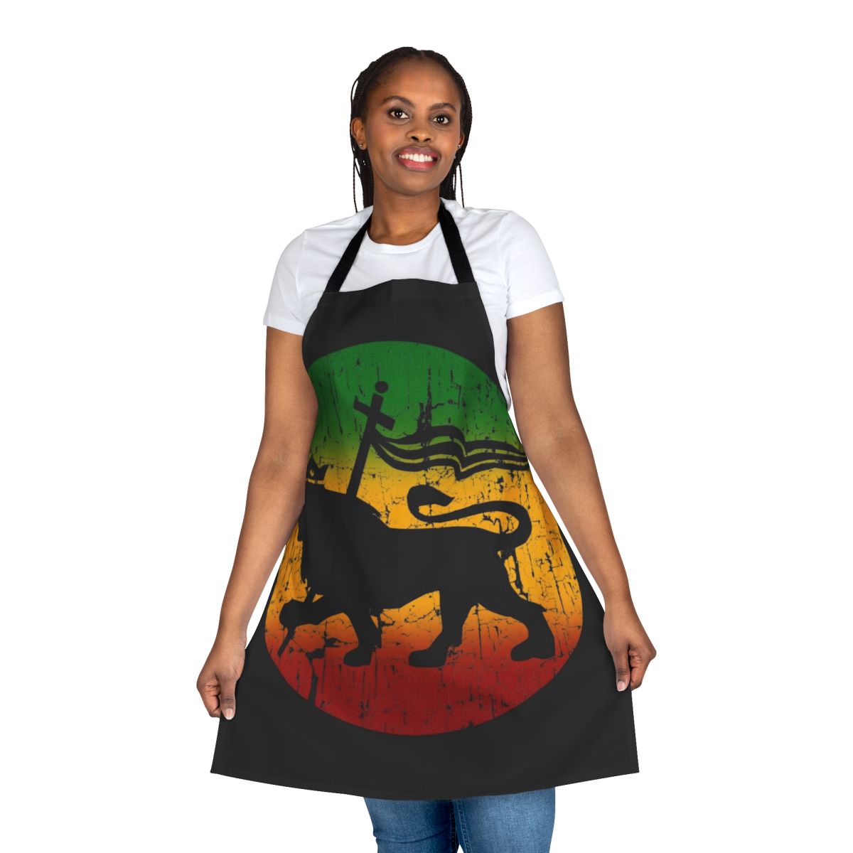 Apron featuring a vibrant lion of Judah reggae music design