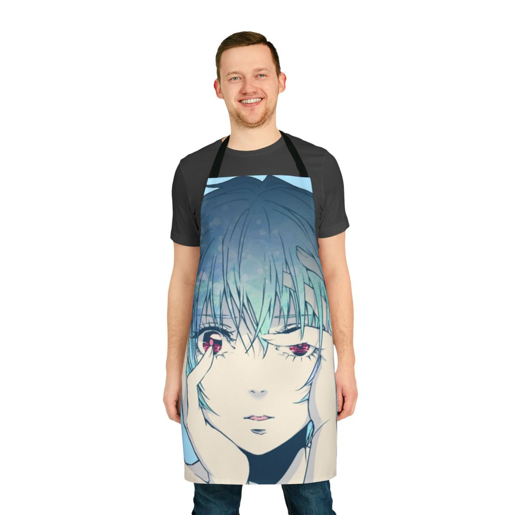 Rei Ayanami inspired apron featuring characters and artwork from the anime Neon Genesis Evangelion