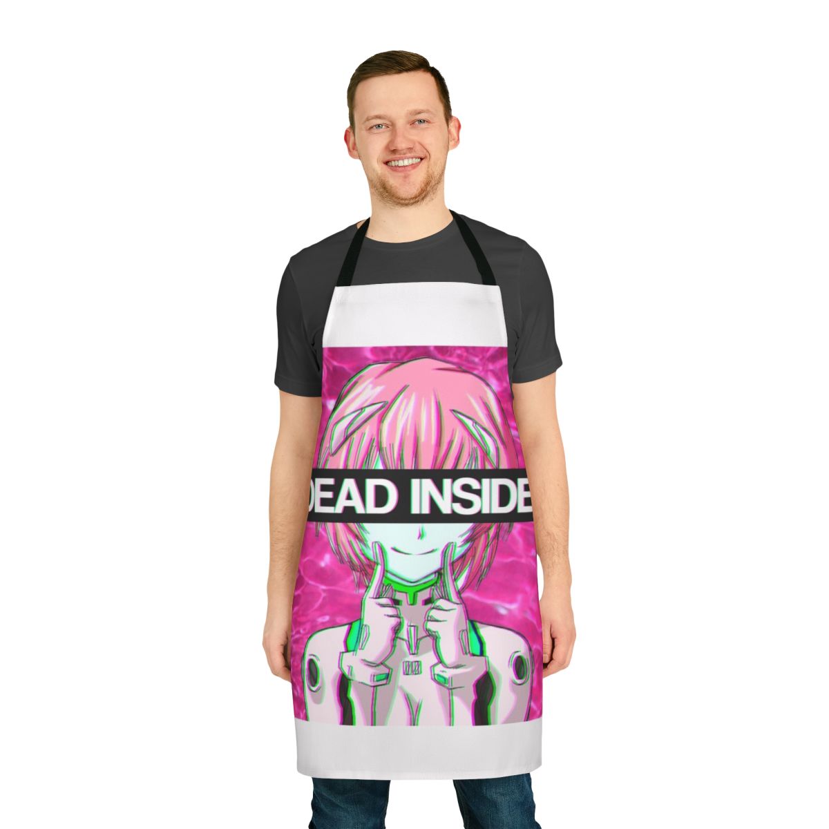 Rei Ayanami inspired apron with a sad, vaporwave aesthetic