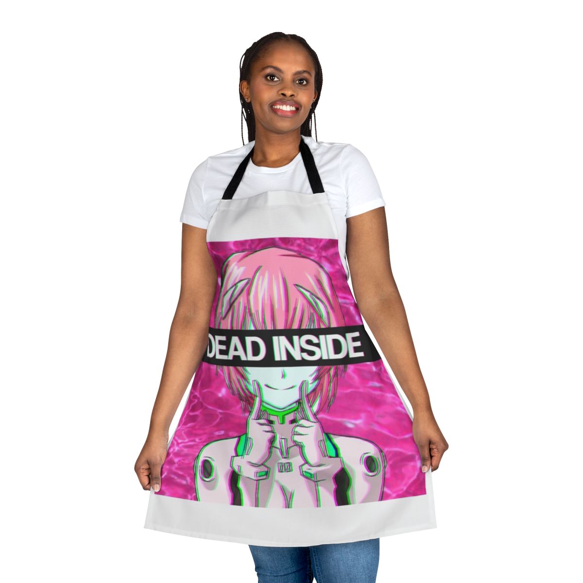 Rei Ayanami inspired apron with a sad, vaporwave aesthetic