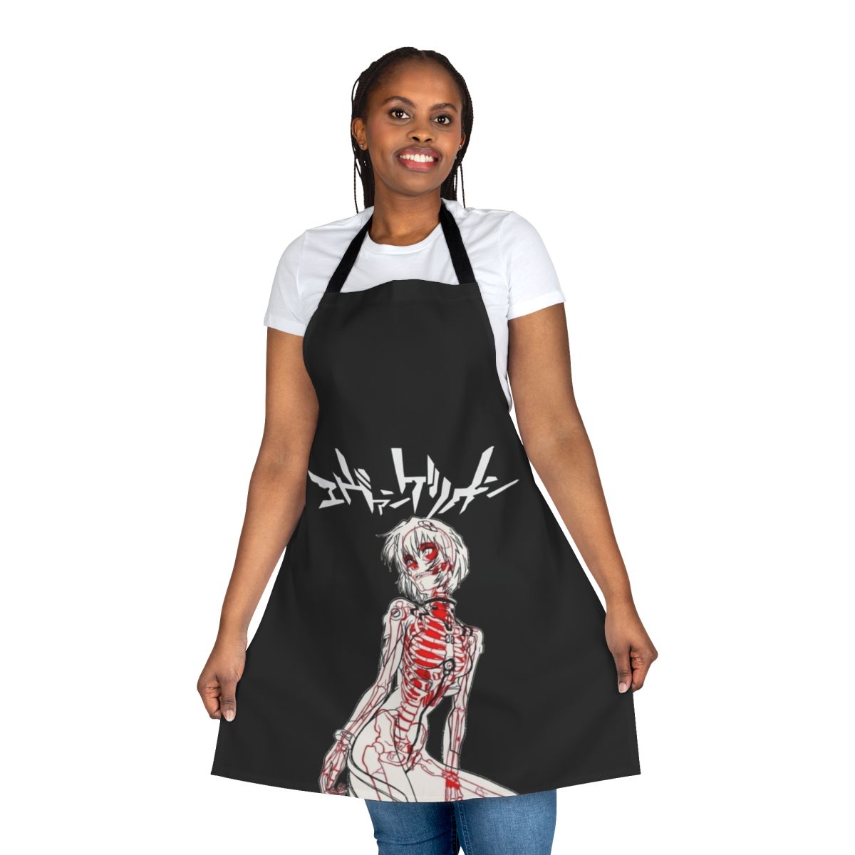 Rei Evangelion-inspired apron with x-ray design, featuring the iconic character from Neon Genesis Evangelion anime series