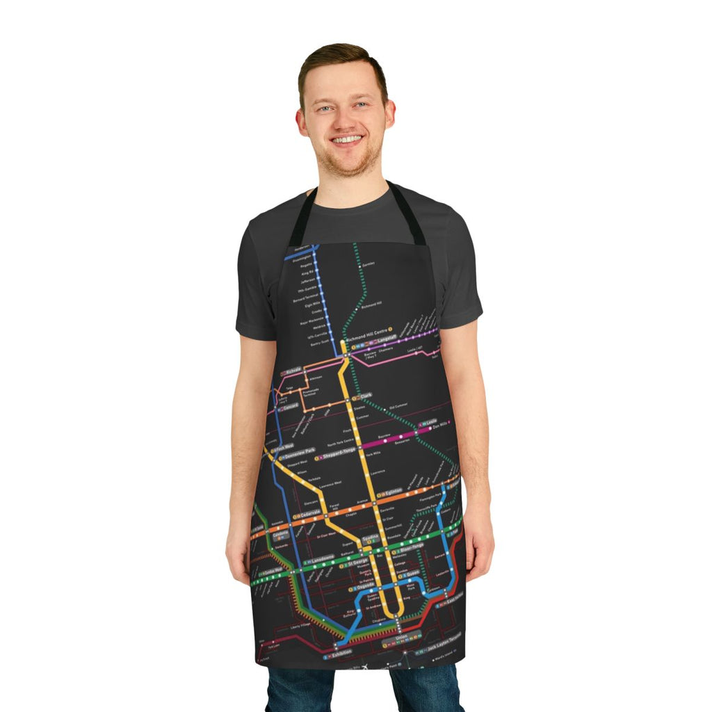 Rotated apron featuring a stylized map of the Toronto rapid transit system