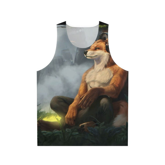 Relaxing unisex tank top with animal-inspired digital art design