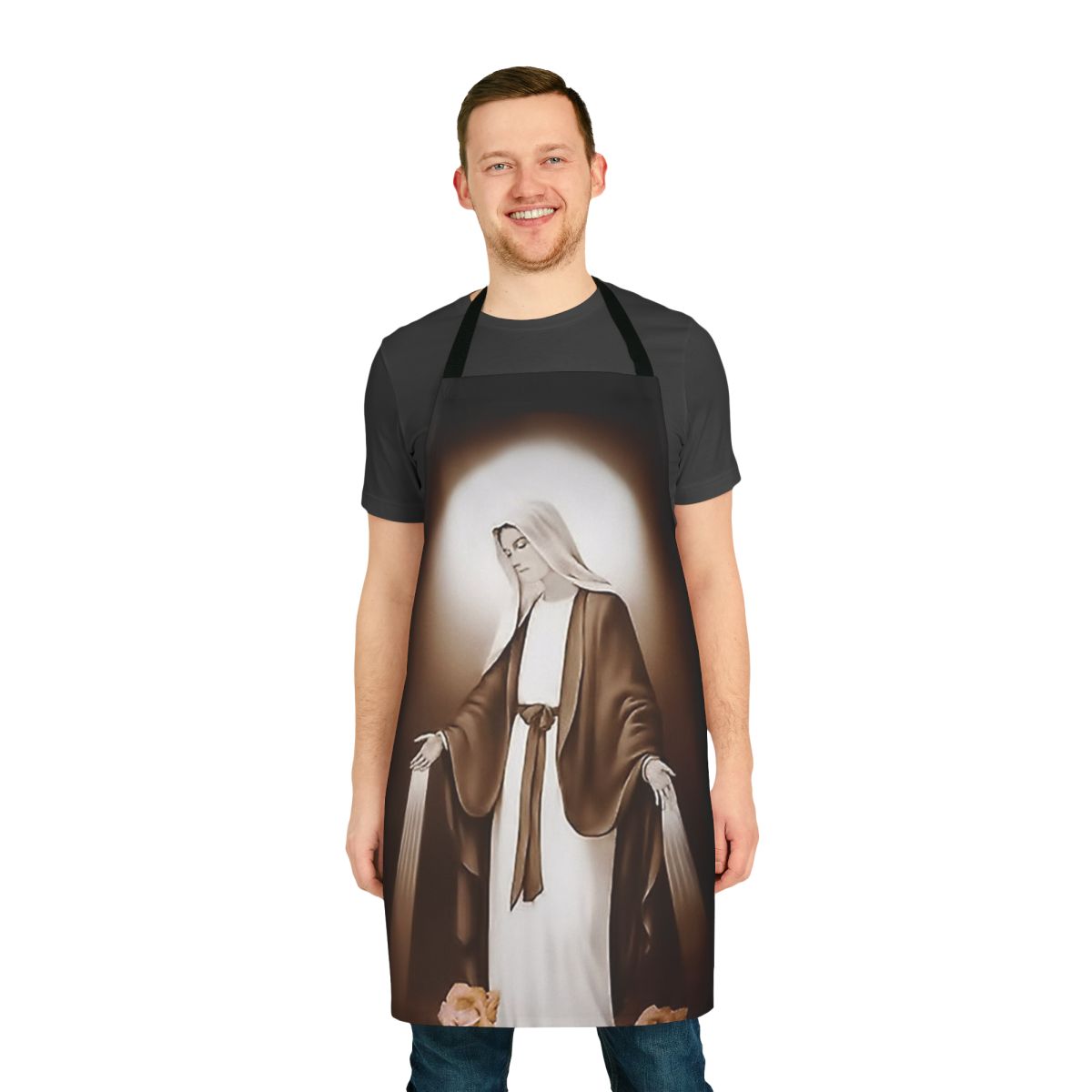 Apron featuring the religious vision of St. Bernadette Soubirous
