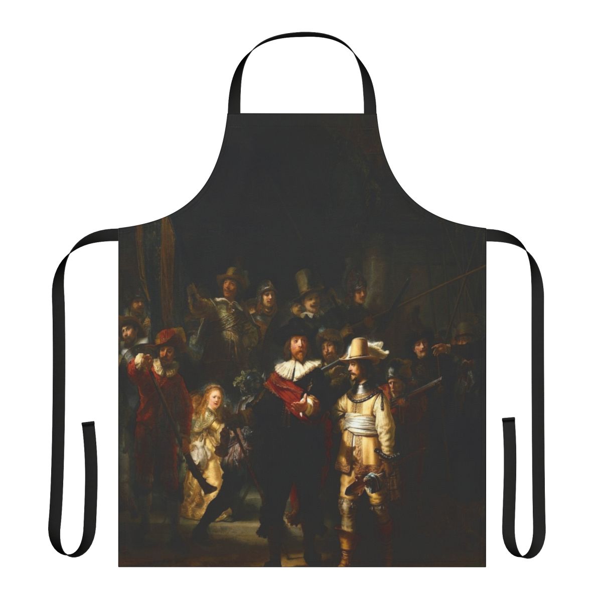 Rembrandt-inspired art apron featuring the iconic Nachtwacht painting