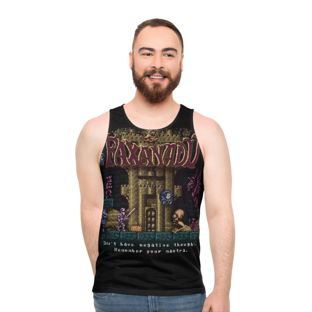 Unisex retro gaming tank top with "Remember Your Mantra" design