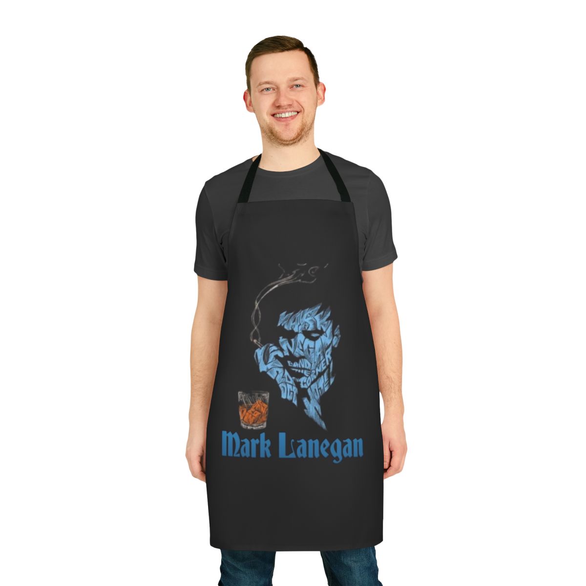 Apron featuring a memorial design for the late grunge music icon Mark Lanegan