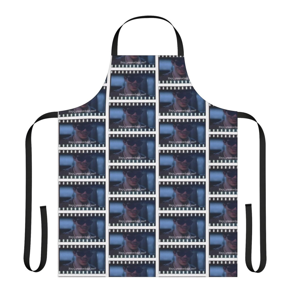 Apron featuring a film reel design and the quote "Remember Me" from the 90s cult classic movie.