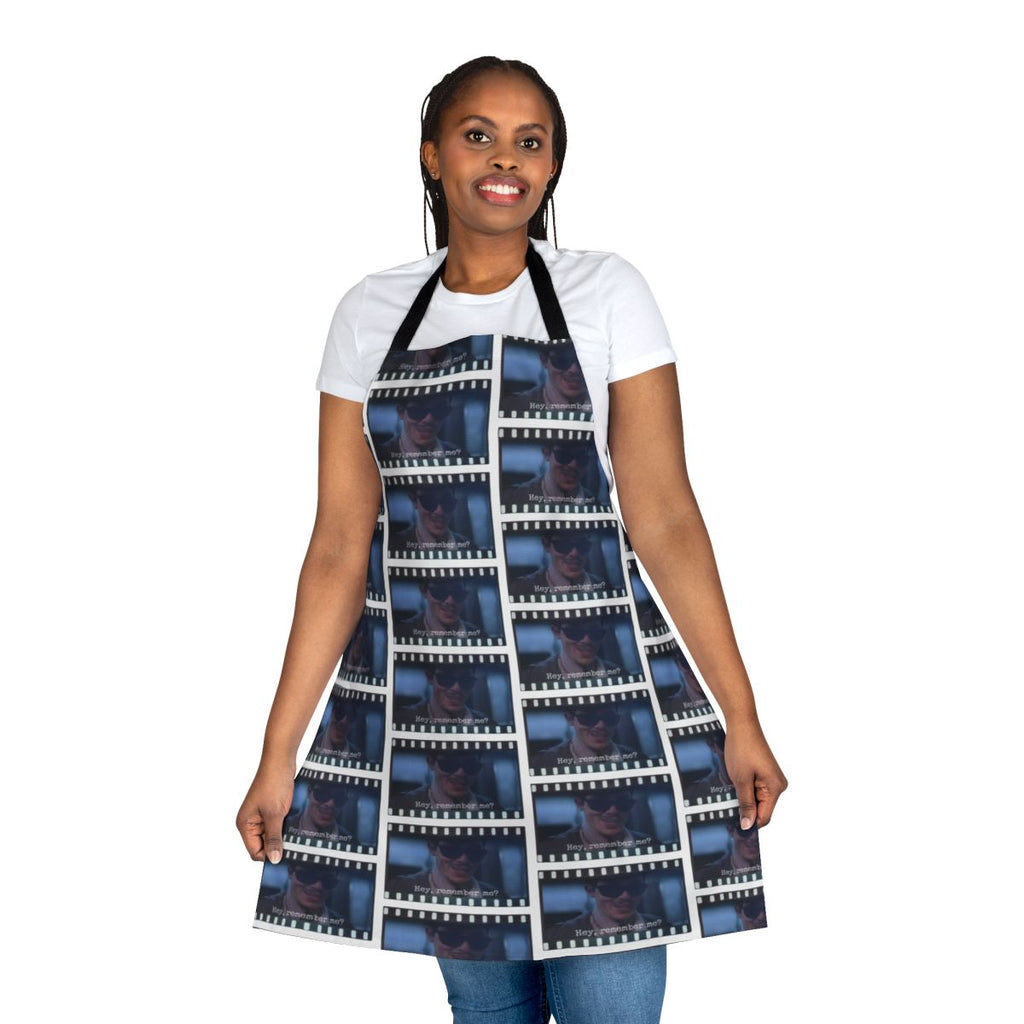 Apron featuring a film reel design and the quote "Remember Me" from the 90s cult classic movie.