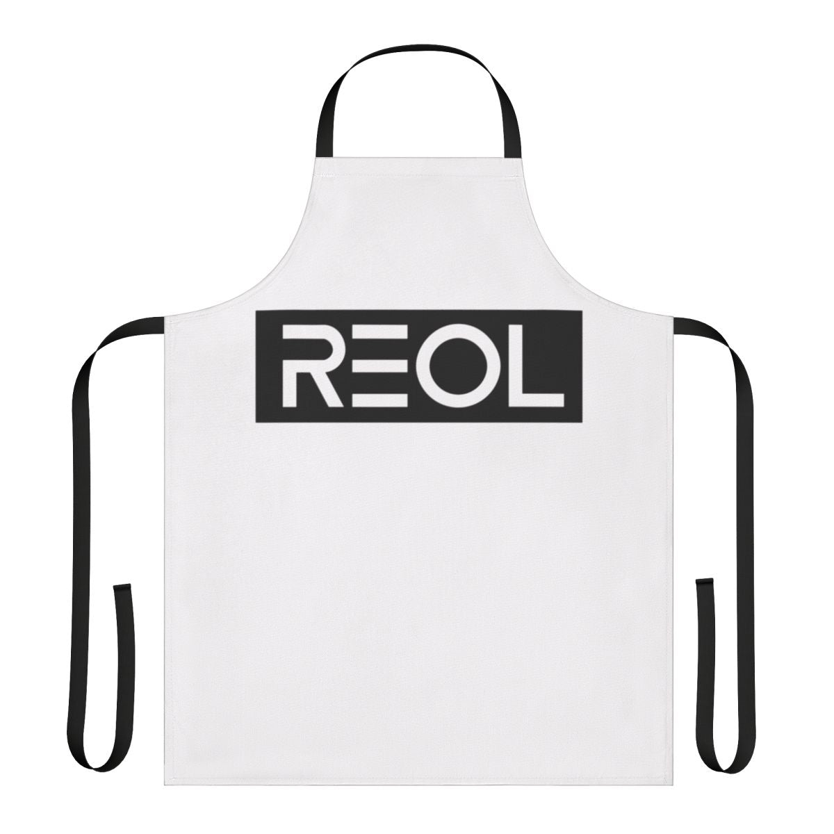 Black apron featuring a Reol-inspired logo design, perfect for Marvel and comic book enthusiasts.