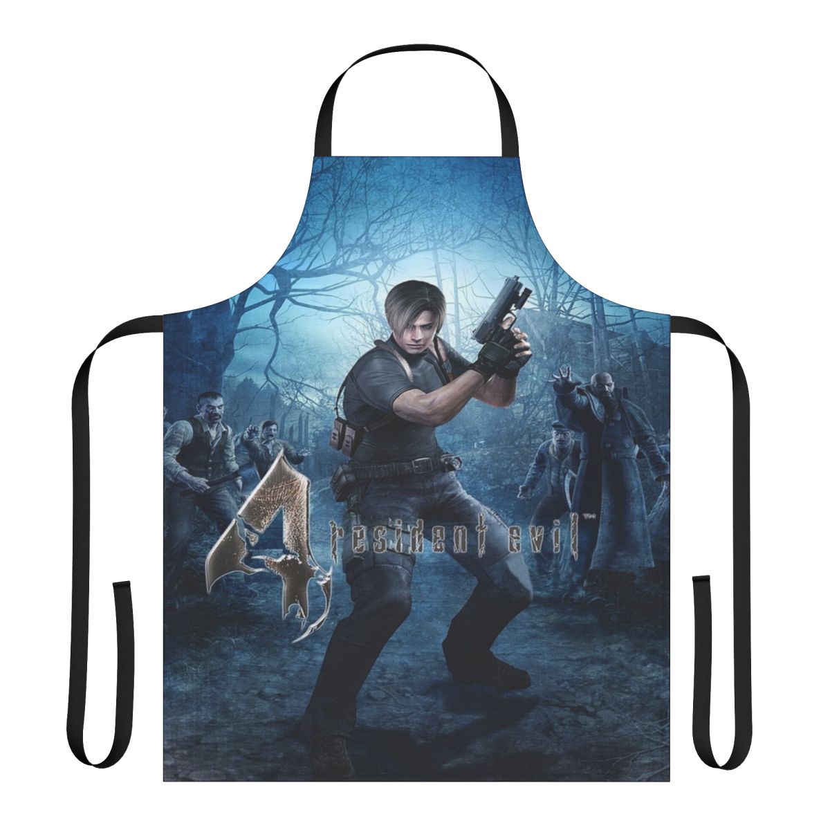 Resident Evil 4-themed apron featuring the character Leon Kennedy