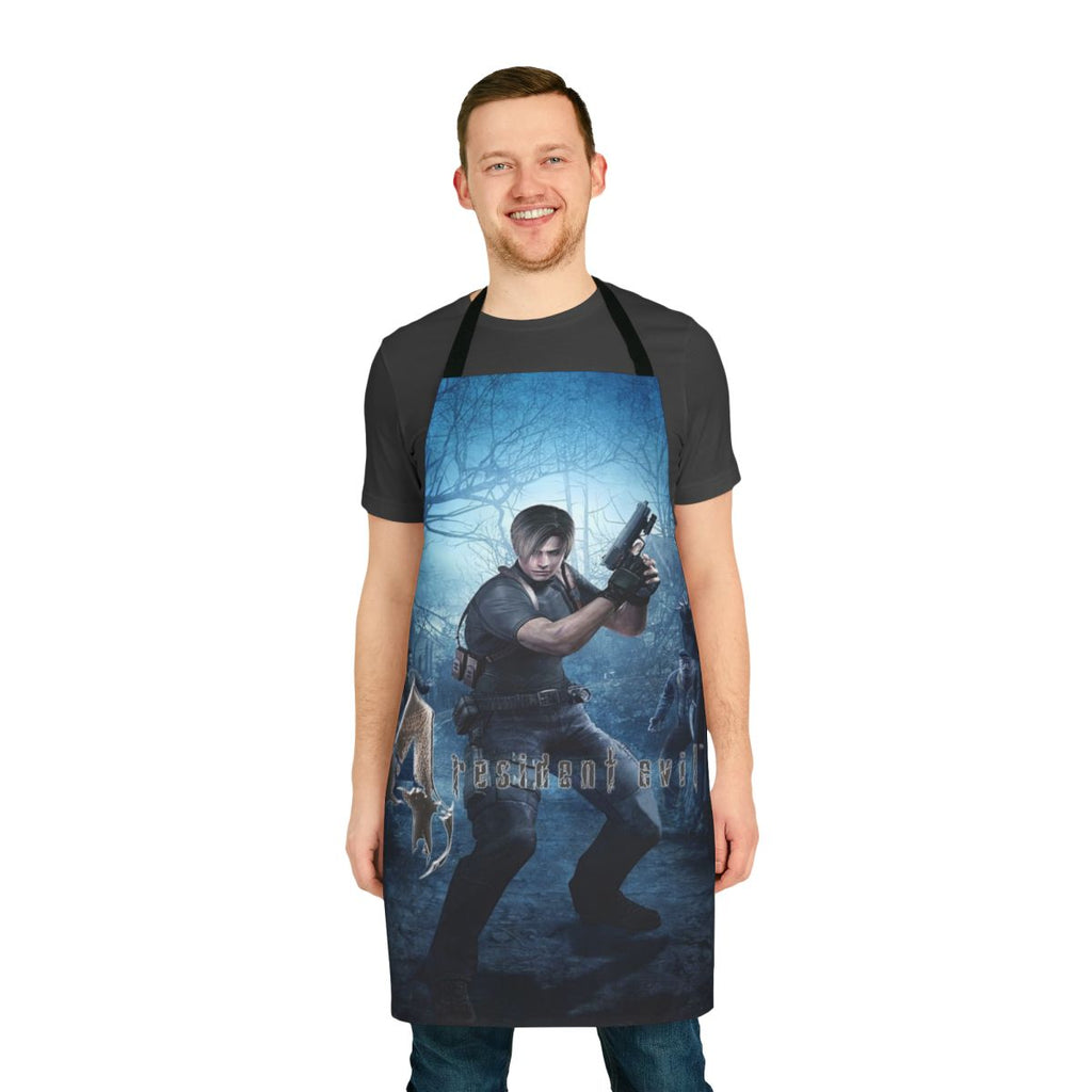 Resident Evil 4-themed apron featuring the character Leon Kennedy