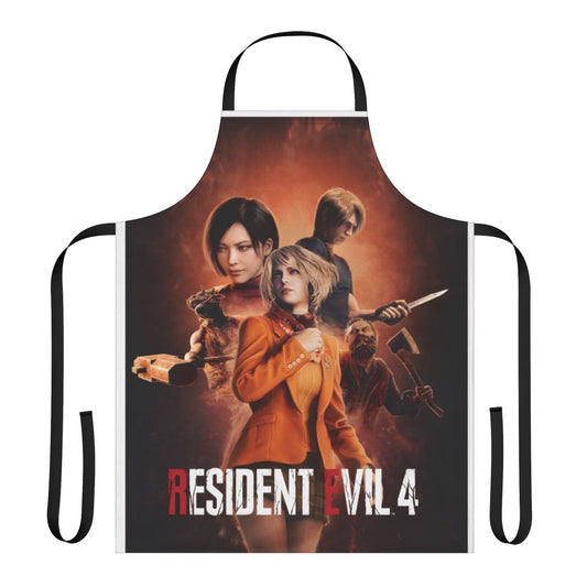 Resident Evil 4 Remake-inspired apron with characters like Leon, Ada, and Ashley