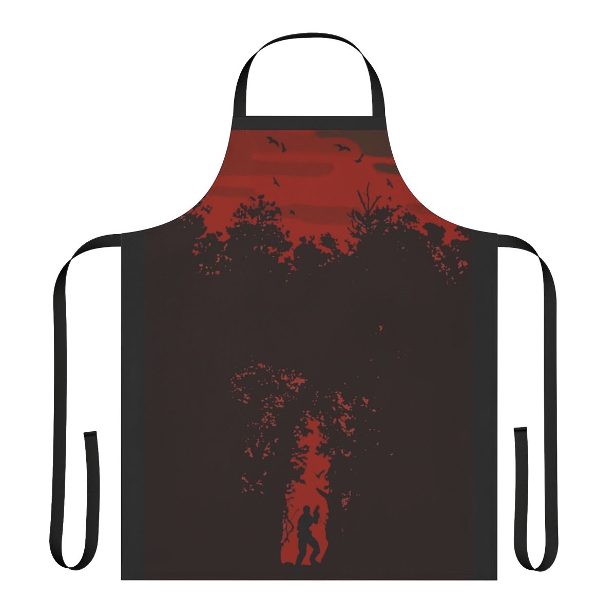Resident Evil 4-inspired apron featuring the iconic cover art design with Leon S. Kennedy