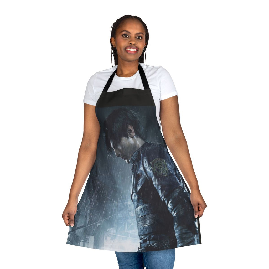 Resident Evil-inspired apron featuring Leon S. Kennedy, the protagonist from the survival horror video game series