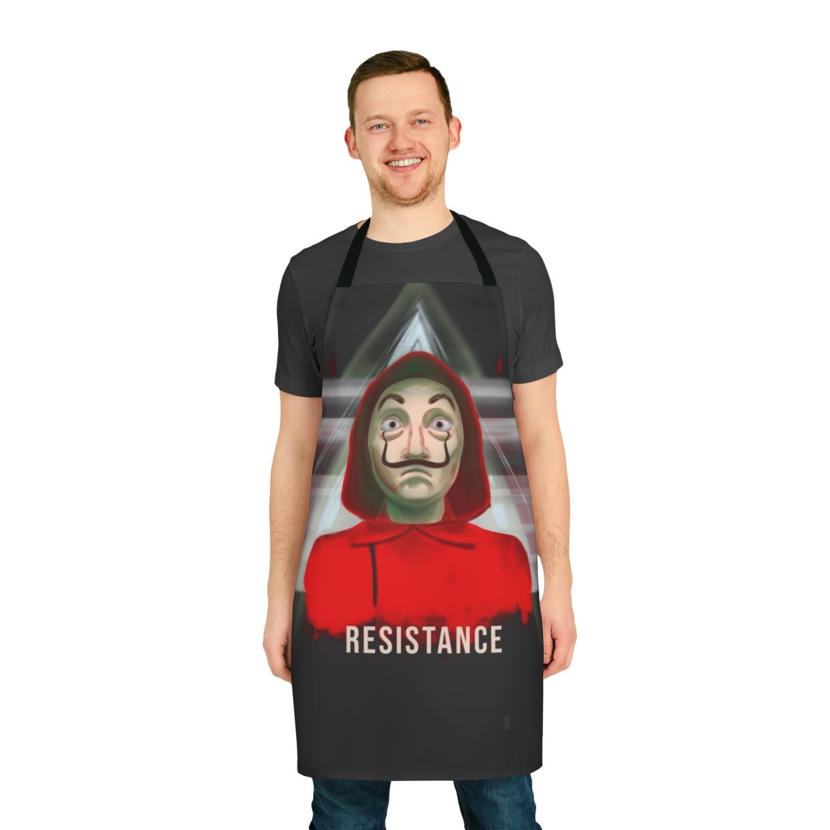Resistance-Inspired Apron with Dali Mask Design for Money Heist Fans