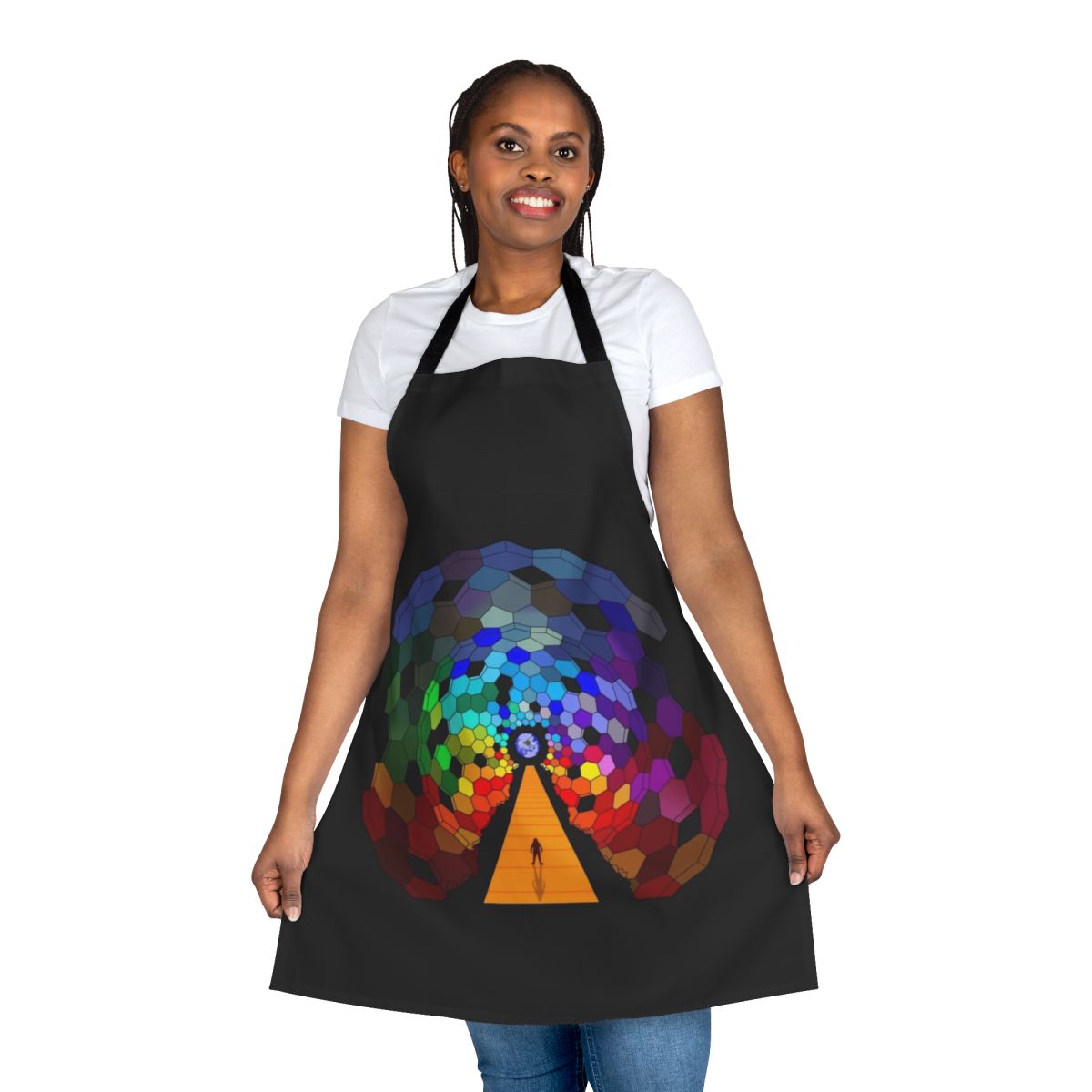 Resistance-themed apron featuring Muse album cover artwork and space illustration