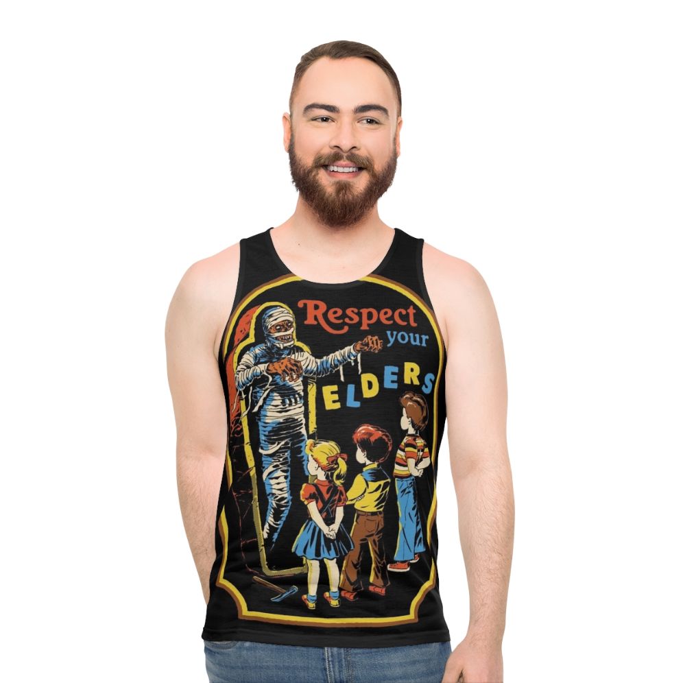 Respect Your Elders vintage horror mummy unisex tank top