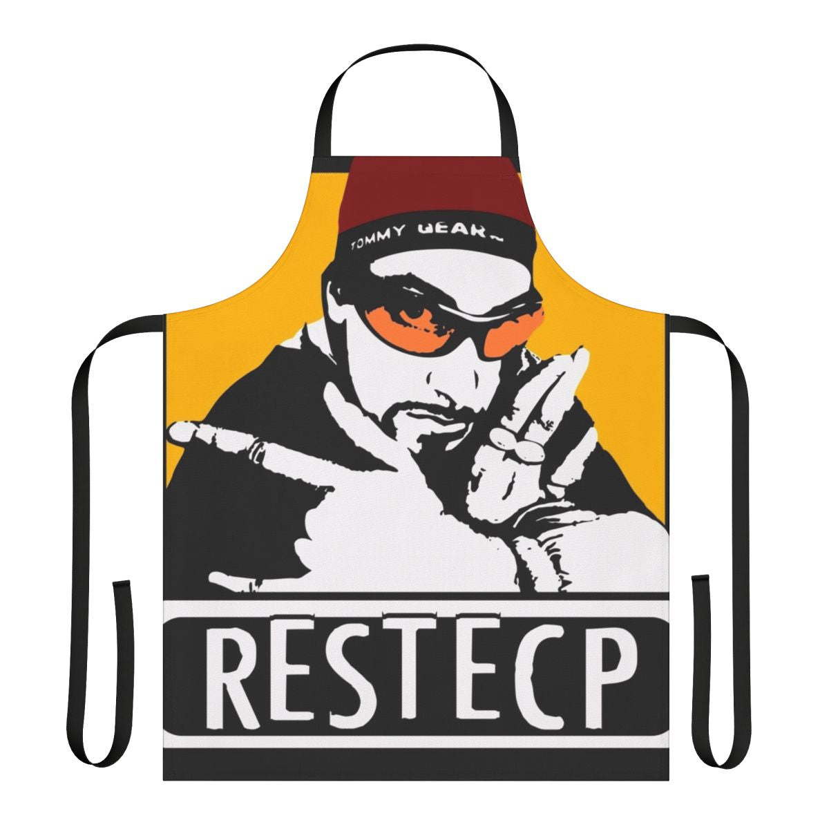 Restecp-inspired funny apron featuring Ali G and Sacha Baron Cohen references