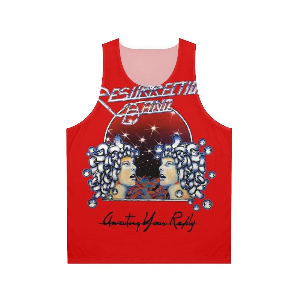 Unisex Christian Tank Top featuring Resurrection Band "Awaiting Your Reply" design