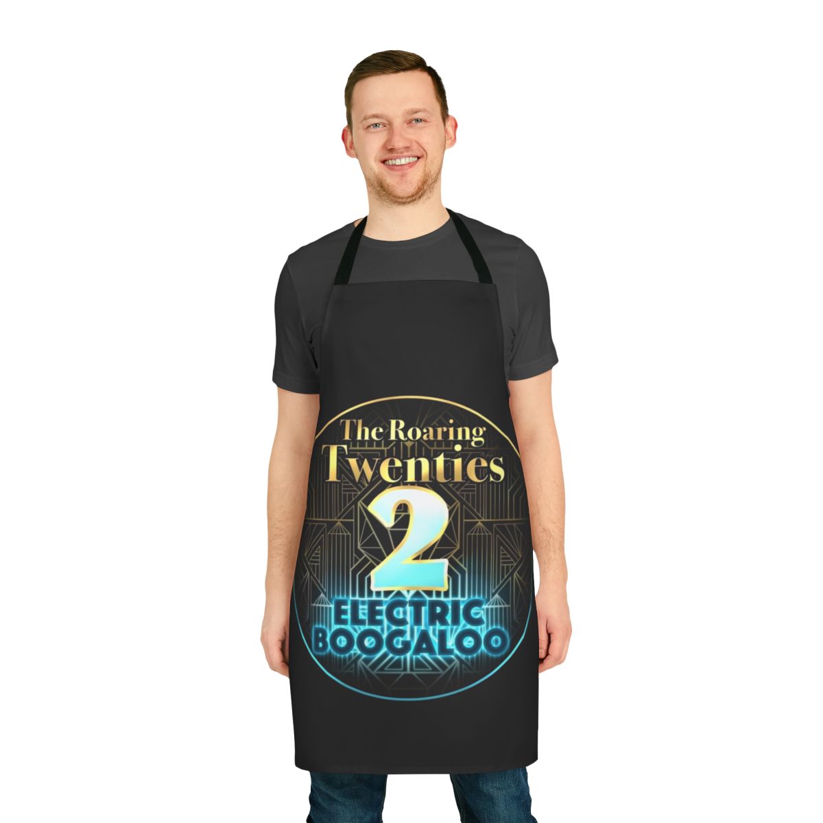 Roaring 1920s-inspired apron with "Electric Boogaloo" text