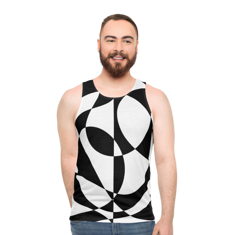 Retro 1960s Black and White Abstract Unisex Tank Top