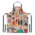 Vintage-style apron featuring a collage of 1960s fashion images